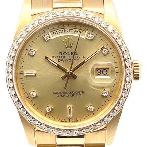 ROLEX PRESIDENT DAY-DATE YELLOW GOLD DIAMOND DIAL AND BEZEL 18238