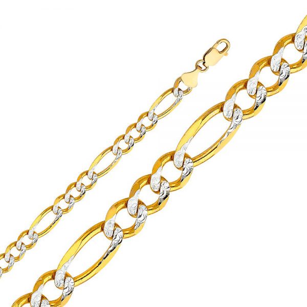 14KY 8.6 mm Figaro 3+1 WP Solid Chain