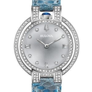 BULOVA WOMEN'S RUBAIYAT BLUE DIAL W/ DIAMONDS WATCH 96R223