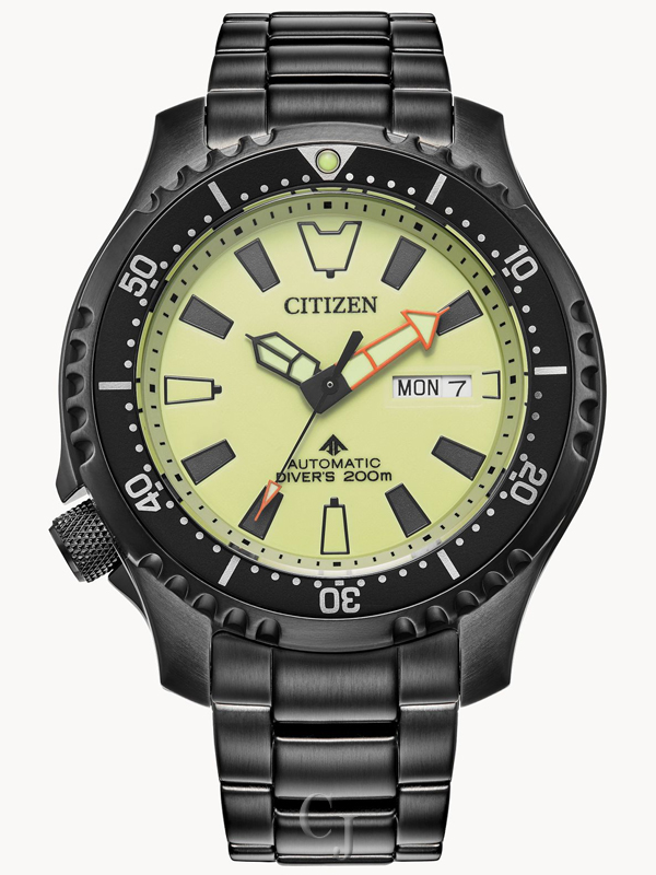 CITIZEN PROMASTER DIVE AUTOMATIC YELLOW LUMINOUS DIAL WATCH NY0155-58X