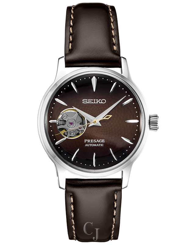 SEIKO PRESAGE COCKTAIL AUTOMATIC BROWN LEATHER STRAP WATCH SSA783