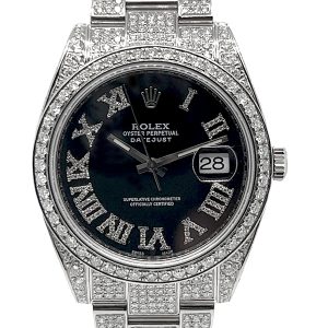 DIAMOND ICED OUT ROLEX DATEJUST 41MM OYSTER BAND 126300