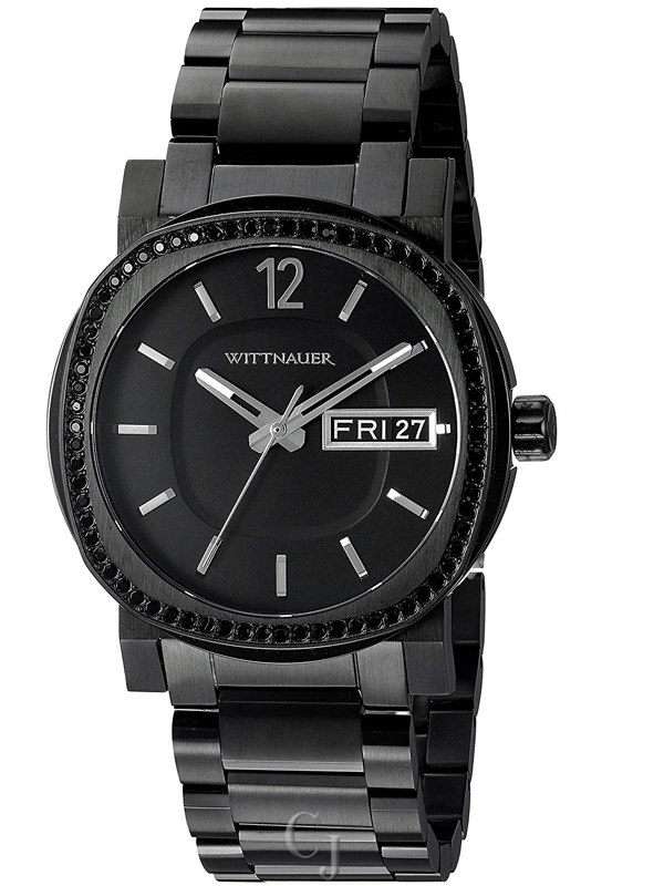 WITTNAUER MEN'S STAINLESS STEEL BLACK DIAL WATCH WN3050