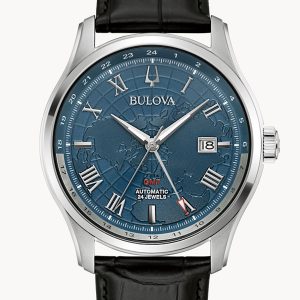 BULOVA WILTON GMT CLASSIC BLUE DIAL MEN’S WATCH 96B385