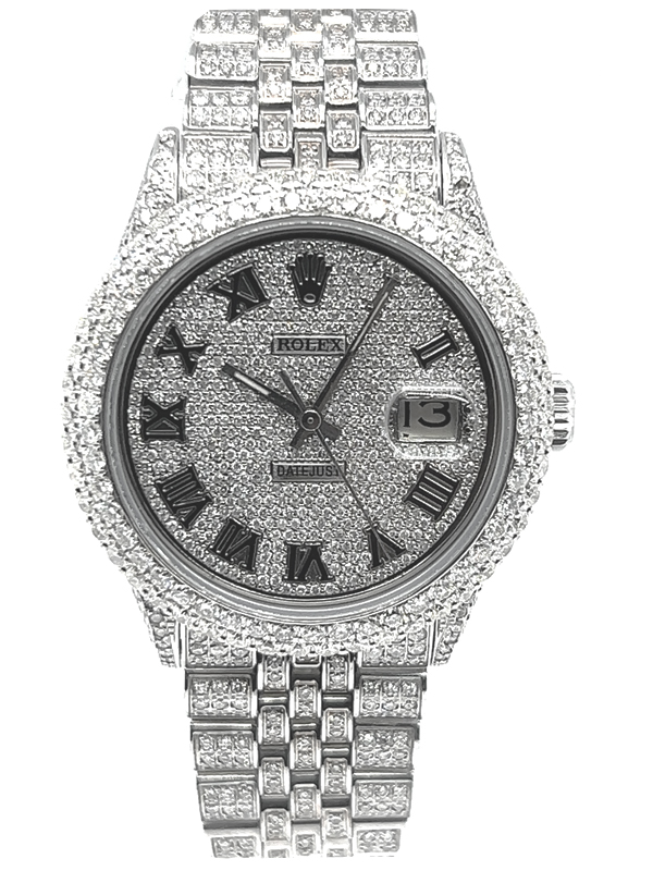 ROLEX DATEJUST DIAMOND ICED OUT 36 MM JUBILEE BAND 1603