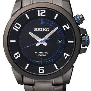 SEIKO KINETIC BLACK ION STAINLESS STEEL BLACK DIAL SKA555