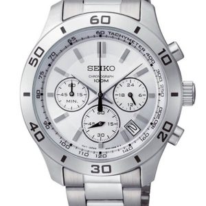 SEIKO STAINLESS STEEL CHRONOGRAPH SILVER DIAL WATCH SSB047