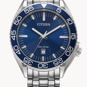 CITIZEN CARSON ECO-DRIVE STAINLESS STEEL BLUE DIAL WATCH AW1770-53L