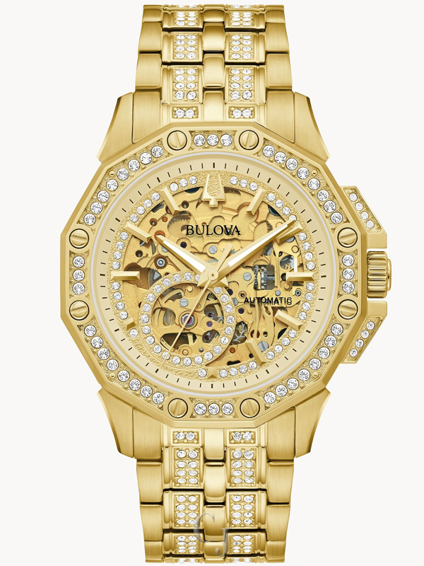 BULOVA OCTAVA CRYSTAL GOLD-TONE STAINLESS STEEL WATCH 98A292