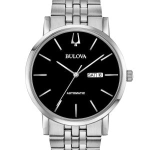 BULOVA STAINLESS STEEL BLACK DIAL AUTOMATIC MEN’S WATCH 96C132