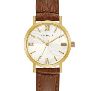 CARAVELLE BY BULOVA TEXTURED GOLD TONE DIAL WOMEN'S WATCH 44L258