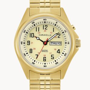 CARAVELLE BY BULOVA TRADITIONAL PARCHMENT DIAL MEN’S WATCH 44C112