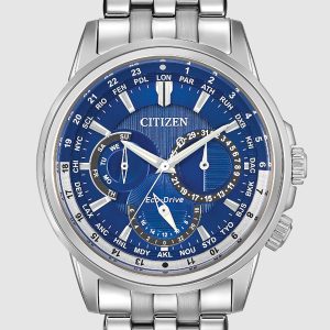 CITIZEN CALENDRIER ECO-DRIVE BLUE DIAL STAINLESS STEEL MEN’S WATCH BU2021-51L
