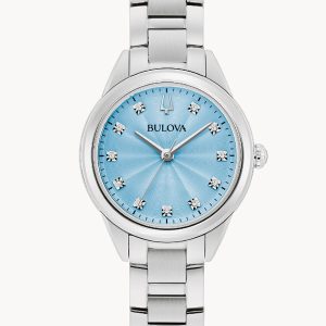 BULOVA SUTTON STAINLESS STEEL LIGHT BLUE DIAL WOMEN’S WATCH 96P250