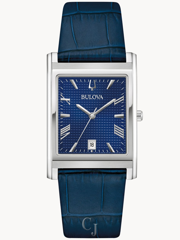 Bulova Classic Blue Dial Leather Strap Men display picture 2