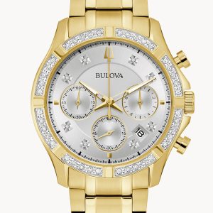 BULOVA CLASSIC DIAMOND SILVER-TONE DIAL STAINLESS STEEL BRACELET MEN’S WATCH 98E113