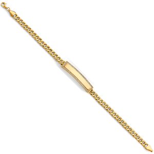 14K 2Tone Hollow Cuban CZ ID Bracelet