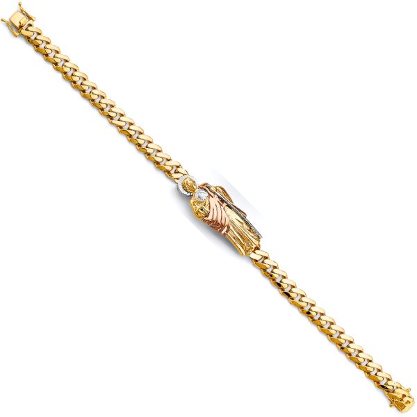 14K Tri-Color Cuban Link St. Jude ID Bracelet