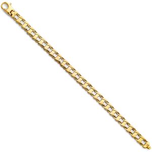 14K Yellow Fancy Rail Link Men's Bracelet