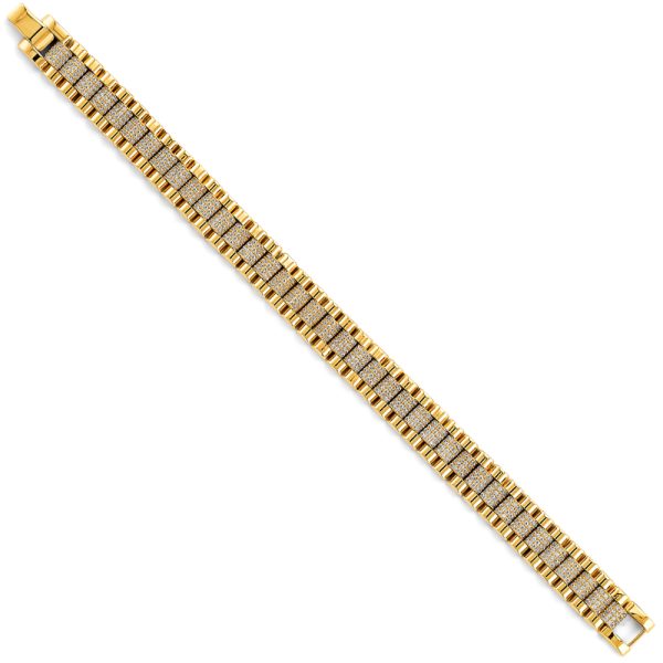 14K Yellow Fancy Rolex Type CZ Bracelet