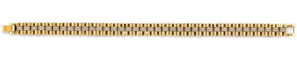 14K Yellow Fancy Rolex Type CZ Bracelet