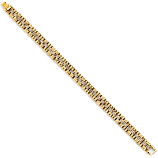 14K Yellow Fancy Rolex Type CZ Bracelet