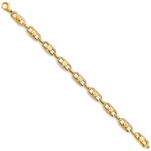 14K Yellow Fancy Screw Link Men's Bracelet