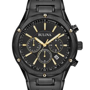 BULOVA BLACK DIAL MEN’S STAINLESS STEEL WATCH 98B287