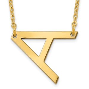 14K Yellow Gold Polished Small Letter A Necklace