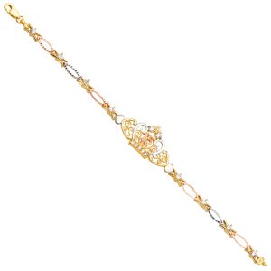 14K Tri-Color Quinceañera ID Bracelet