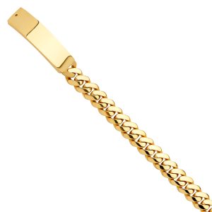 14K Yellow Solid Link Military ID Bracelet