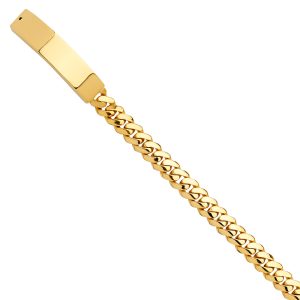 14K Yellow Solid Link Military ID Bracelet