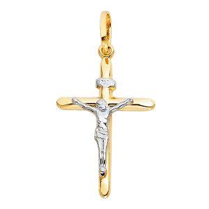 14K 2Tone Laminated Crucifix Pendant