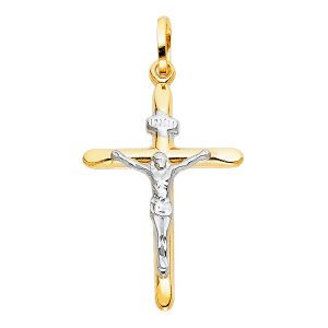 14K 2Tone Laminated Crucifix Pendant