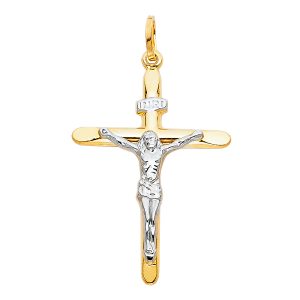 14K 2Tone Laminated Crucifix Pendant