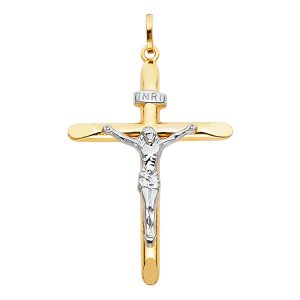 14K 2Tone Laminated Crucifix Pendant