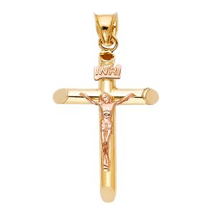 14K 2Tone Crucifix Pendant