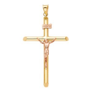 14K 2Tone Crucifix Pendant