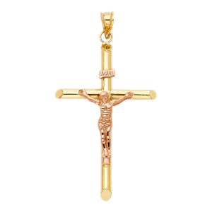 14K 2Tone Crucifix Pendant