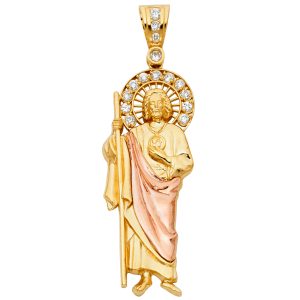 14K 2Tone CZ St. Jude Thaddeus Pendant