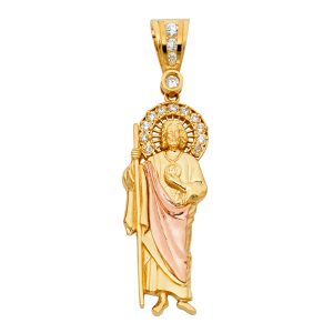 14K 2Tone CZ St. Jude Thaddeus Pendant