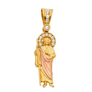 14K 2Tone CZ St. Jude Thaddeus Pendant