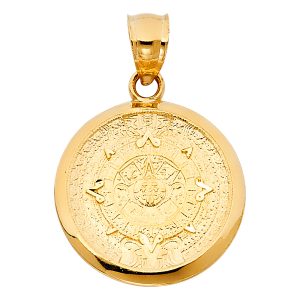 14K Yellow Gold Calendario Azteca Pendant