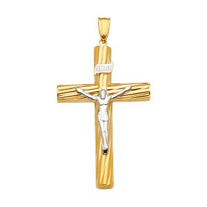 14K 2Tone Crucifix Cross Pendant