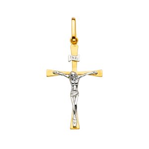 14K 2Tone Crucifix Cross Pendant