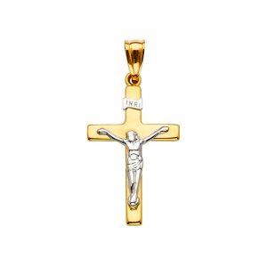 14K 2Tone Crucifix Cross Pendant