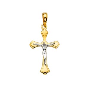 14K 2Tone Crucifix Cross Pendant