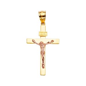 14K 2Tone Crucifix Cross Pendant