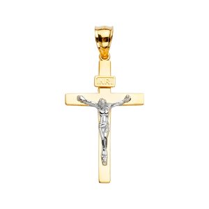 14K 2Tone Crucifix Cross Pendant