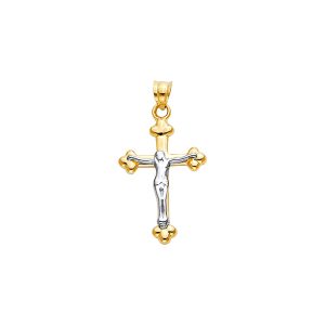 14K 2Tone Hollow Cross with Jesus